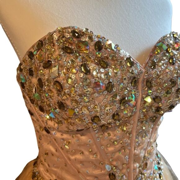 Hannah S Vintage Prom Mini Dress Jeweled Dazzling Tulle Skirt US 8 See Details - Picture 3 of 9